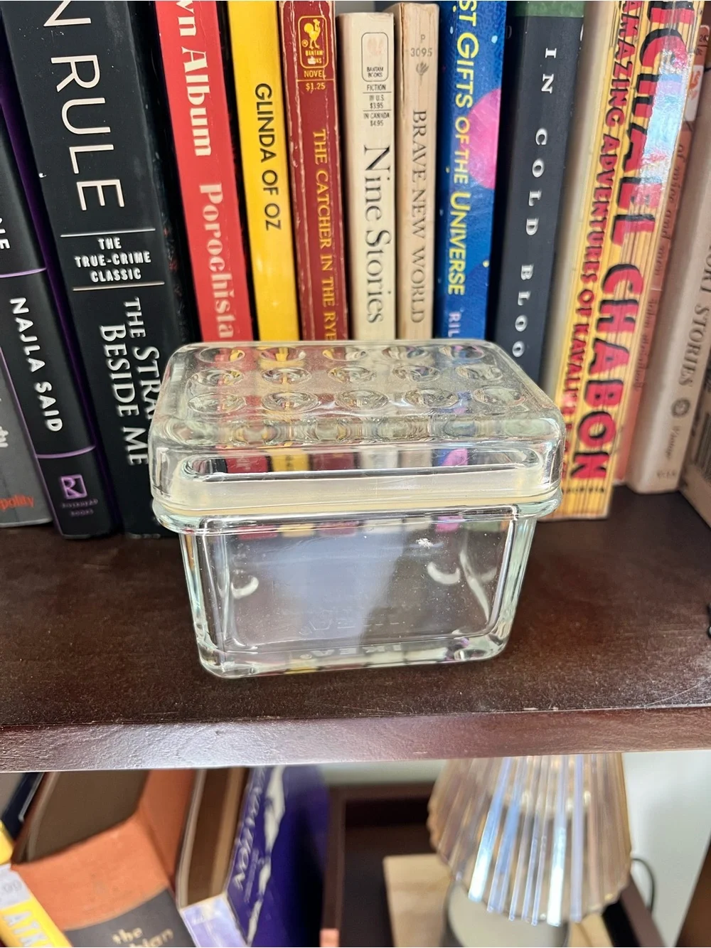 Vintage IKEA glass domino storage box